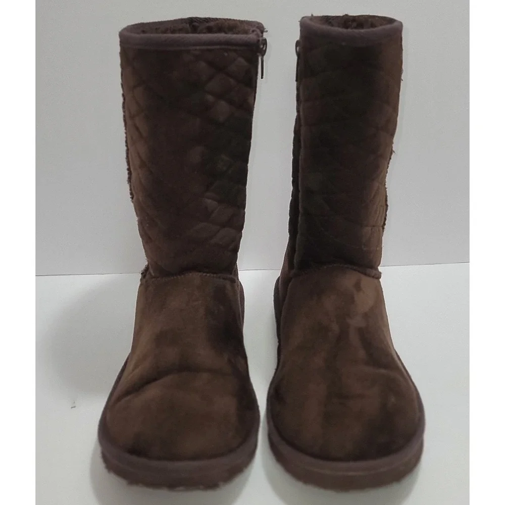 Jazzberry Brown Quilted Winter Boots 8.5‎  Faux Suede Warm Lining Cozy Cabincore
